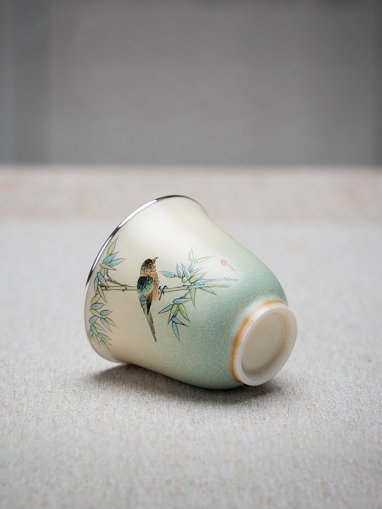 Gift Box Wrap Set - Ręcznie Robiony Srebrzony Zestaw Porcelanowych Filiżanek