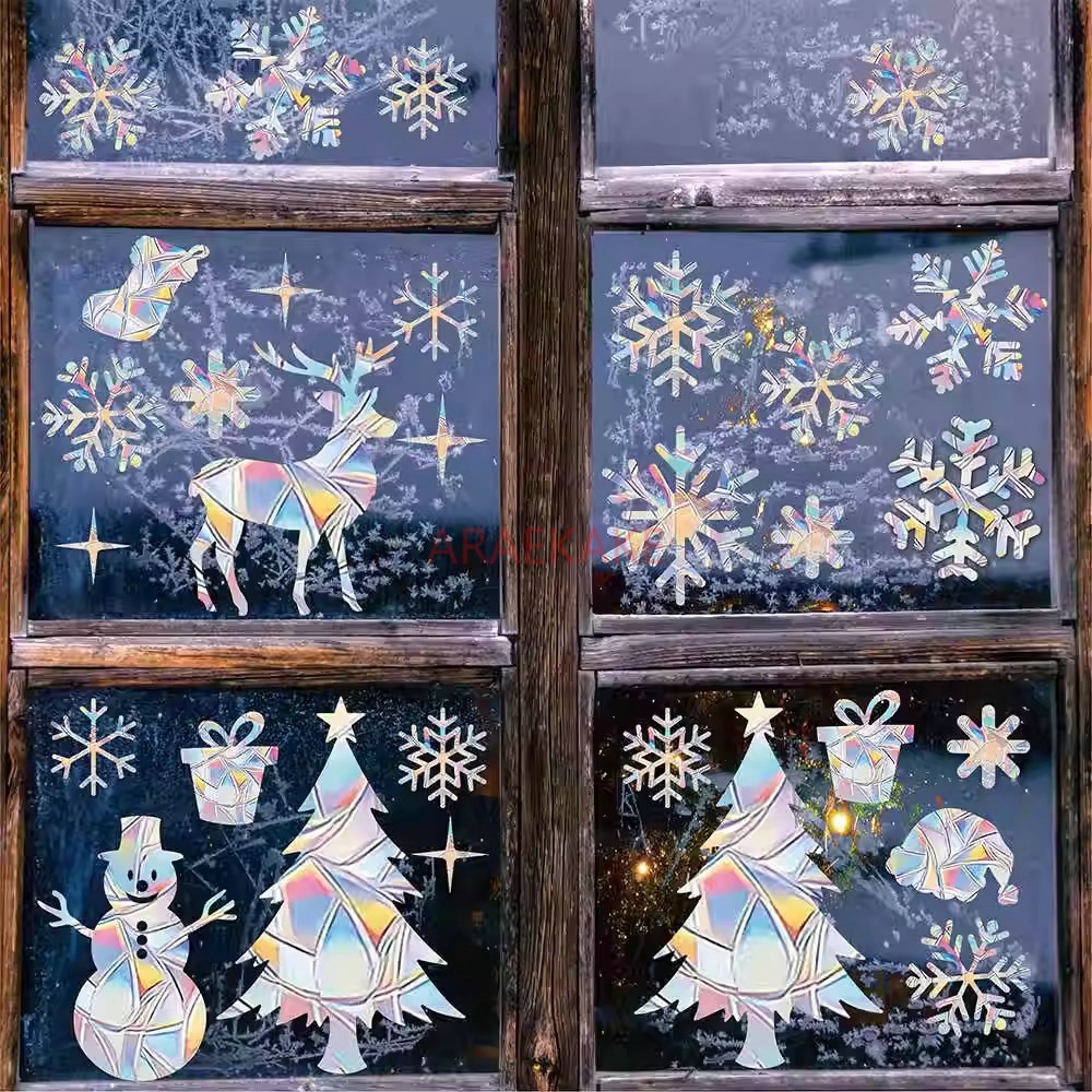 Snowflake Window Decal - 2 zestawy świątecznych elektrostatycznych naklejek na